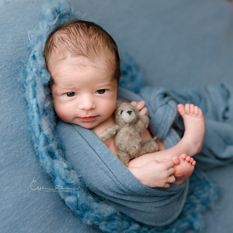 Newborn session with soft wraps and neutrals