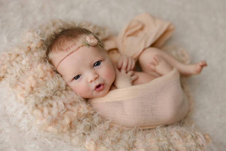 San Diego Newborn Photographer Beautiful Newborn in soft swaddle