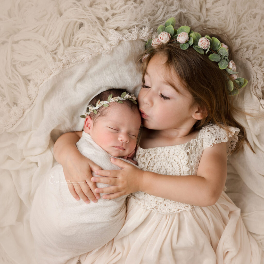 Sweet newborn portrait — neutral tones